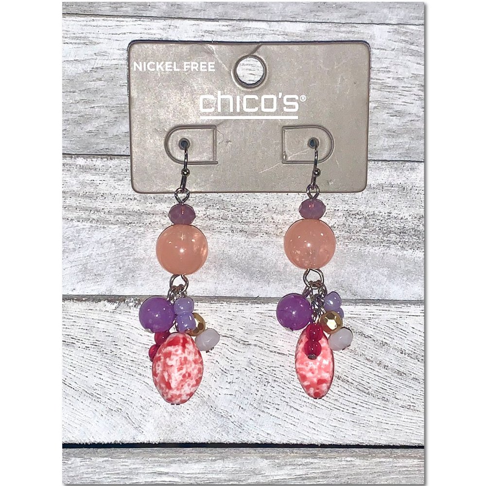 Chico's Resort Wear Beaded Dangle Earrings NWT